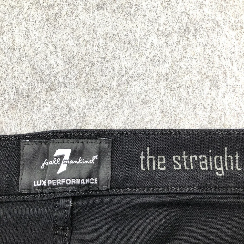 7 For All Mankind Jeans Mens 33x30 Black Dark Wash Regular Straight Denim Luxe